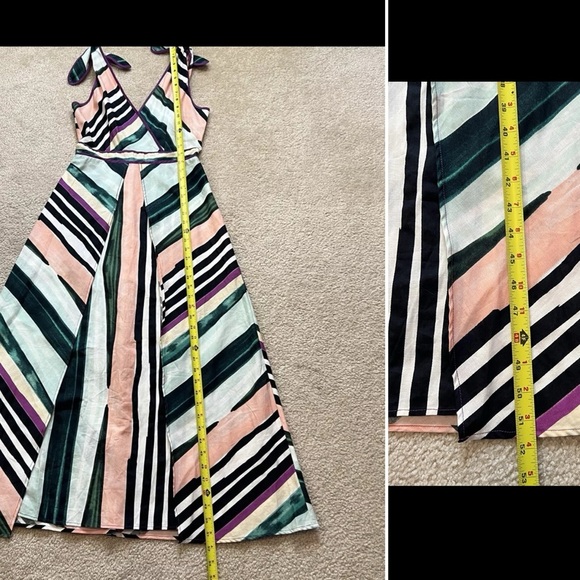 Red Carter A-Line Side Slit Maxi Dress Multicolor Tie Straps Women's Size S - Picture 15 of 16